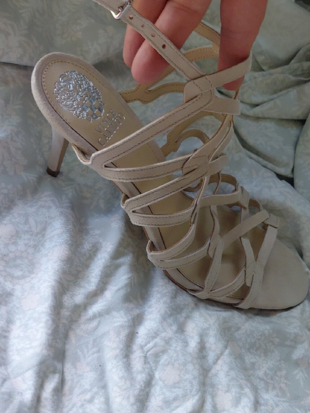 Vince Camuto Beige Strappy High-Heel Gladiator Sandals - Picture 3 of 6